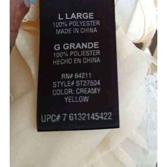 Secret Treasure Satin Baby Doll Chemise Size Large Soft Yellow Chiffon Pastel - Picture 8 of 9